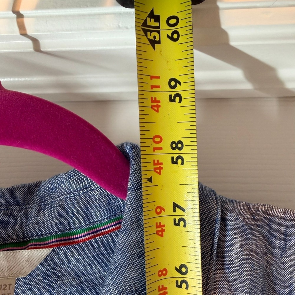 Boden Jumpsuit Women's 8 Tall Catriona Linen Blue Chambray Tie Belt Missing - Picture 8 of 15